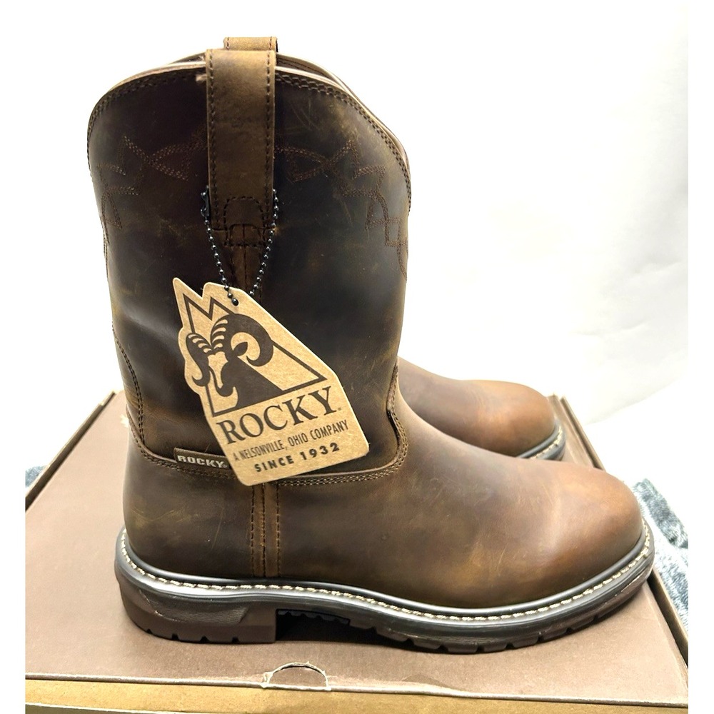 Rocky Boots FQ0001108 Men's Size 10M Brown Rider Roper Western Cowboy